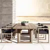 Mesas y Sillas de Exterior, Jardín de Patio de Villa, Mesa Larga de Madera Maciza, Muebles de Ocio para Terraza de Casa Modelo, Mesa de Comedor de Exterior de Diseñador