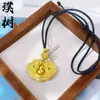Mismo estilo que la tienda de oro, método antiguo de oro de arena incrustado con diamantes, calabaza giratoria, candado Ruyi, colgante, estilo tendencia china, collar de calabaza para novia