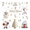 Pegatinas Navideñas Transfronterizas Muñeco de Nieve Reno Copo de Nieve Pegatinas para Ventana Decoración de Atmósfera Navideña Papá Noel Casa de Nieve Pegatinas Estáticas para Vidrio