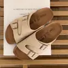 Chinelos Birkenstock Femininos 2026 Nova Coleção Primavera Versáteis Chinelos de Uma Tira com Solado Grosso de Cortiça, Sandálias Antiderrapantes para Uso Externo para Mulheres