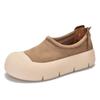 Zapatos Casuales de Piel de Vaca de Primera Capa, Zapatos Bajos para Mujer, Puntera Redonda, Suela Gruesa, Estilo Retro, Piel Genuina, Punta Cerrada