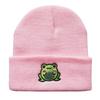 Gorro de Punto Bordado de Rana de Dibujos Animados para Otoño e Invierno para Hombres y Mujeres Casual Combinable para Todo Gorro Cálido de Invierno para el Frío Viaje Diario