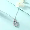 Collar Tonglin Europeo y Americano Collar de Plata de Ley 925 Moissanita de 1.5 Quilates en Forma de Pera Gota de Agua Cadena de Clavícula de Moda