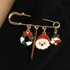 Broche de Clip de Papel Navideño de Joyería Transfronteriza Europea y Americana Broche de Alfiler Femenino Santa Claus Árbol de Navidad Copo de Nieve Alce Lazo