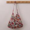 Bolso de lona con estampado floral fresco de Dongdaemun, estilo coreano, para mujer, estilo urbano, combinable, para debajo del brazo, precio unitario, gran capacidad.