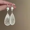 Brincos de Agulha Prata com Diamantes e Pérolas, Design de Borla em Flor, Brincos Estilosos e Luxuosos com um Toque de Alto Padrão