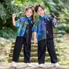 Roupas de Dança de Rua Hip-Hop Tendência Estilo Retro Chinês para Crianças Roupa de Verão 2025 Novo Estilo Conjunto de Camisa de Manga Curta para Meninos e Meninas