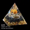 Transfronterizo 6cm Cristal Natural Letra Dorada Adorno Decorativo de Escritorio para el Hogar Pirámide de Resina para Chakra Yoga Meditación