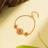 Pulseira Floração da Riqueza Estilo Chinês Novo Dourada Antiga Mais Vendida do Xiaohongshu, Moda Tendência Nacional Elegante Versátil
