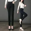 7072 Jeans Casual Novo Cintura Alta Perna Reta Mom Elástico Aparência Emagrecedora Calças Femininas para Meia-Idade Calças para Meia-Idade e Idosos