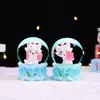 Creativa Lindo Dibujo Animado Gato Mia Mini Bola de Cristal Luminosa Bola de Agua Adorno de Escritorio Decoración Regalo Venta Directa de Fábrica