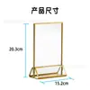Tarjeta de Mesa Acrílica Transparente con Borde Dorado Forma de T Placa de Número de Boda Tarjeta de Mesa Combinada Etiqueta de Precio Vertical para Catering y Bebidas