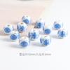 Accesorios de joyería diy cuentas de cerámica de agujero grande cuentas de porcelana con aplique Jingdezhen 10mm azul y blanco floral cuentas sueltas materiales hechos a mano