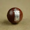 Madera de azufaifo incrustada con plata, Cuentas sueltas de la Fortuna de los Cinco Truenos de Tianshi, Joyería popular taoísta incrustada de sándalo púrpura, Accesorios de joyería de estilo nacional con cuentas