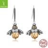 Yinziyun Plata Esterlina Original S925 Aretes de Abeja Anillo Set Collar de Cristal Lindo para Mujer Joyería