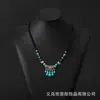 Estilo Étnico Retro Tassel Adorno para la Cabeza Femenino Colgante de Ceja Plateada de Xizang Cadena para Clavícula de Yunnan Adorno para la Cabeza Collar Accesorios de Doble Uso