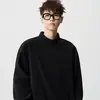 Camiseta de Manga Longa Wolf do Território do Norte 300g com Base Térmica de Lã em Ambos os Lados, Top Oversize com Gola Redonda Forrado de Lã