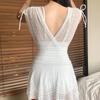 Diosa de Temperamento Madura Sexy Encaje Calado Estilo Falda Conservadora Acero Push-Up Pechos Grandes y Pequeños Traje de Baño de una Pieza para Mujer