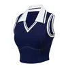 Roupa de Tênis Feminina com Bojo, Colete sem Mangas, Gola Lapela, Top Esportivo Fitness Yoga de Secagem Rápida, Design Simples com Bojo Integrado