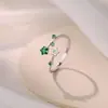 Popular Anillo de Estrella de Cinco Puntas de Plata de Ley S925 para Mujer, Anillo Abierto Chapado en Oro de 18 Quilates, Anillo de Dedo Índice de Moda Ins Elegante Nicho