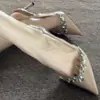 2026 Nuevos Sandalias de Tacón Alto Nude con Pedrería para Verano con Una Correa, Sandalias Elegantes de Punta Fina Cerradas para Mujer con Tacones Finos