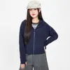 Nuevo Modelo 2026 Serie Lu Sudadera Holgada Adelgazante de Cintura Ultra Alta para Mujer, Top de Felpa Cepillada para Mujer, Chaqueta Cálida con Capucha para Mujer, Otoño