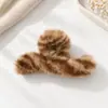 Pinza para el pelo de felpa de alta gama con estampado de leopardo para otoño e invierno para mujer, pinza grande de tiburón peludo, accesorio para el pelo en la parte posterior de la cabeza