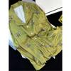 Regalo transfronterizo pijamas de ilustración de alta gama para mujer, temperamento, solapa, manga larga, se puede usar, traje de seda helada, foto real, venta al por mayor