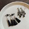 Brincos de Franja Flor de Diamante Inlaid Agulha de Prata Brincos Estilo Palácio Retrô Brincos de Moda Estilo Étnico de Alta Qualidade para Mulheres
