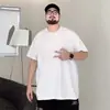 Camiseta corta de manga corta de estilo americano, resistente, moderna, para hombre, casual de verano, talla grande, corte holgado, versátil, color liso, manga media