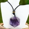 Pingente Estrela de Seis Pontas de Cristal Natural Ametista Olho de Tigre Cristal Branco Pedra Semi-Preciosa Colar Joia Pingente