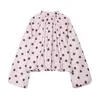 Ropa europea y americana transfronteriza para mujer ZA AliExpress superventas top holgado de lunares con mangas abullonadas y abertura en la espalda