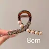 Elegante pinza de garra estilo coreano con perlas y pedrería, pinza de tiburón, pinza para el pelo de la parte trasera de la cabeza, accesorio para el pelo de mujer, tocado de lujo ligero
