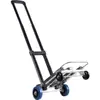 Carrito de empuje y arrastre de cuatro ruedas de acero inoxidable reforzado, carrito de mano doméstico ligero para tirar carga, carrito plegable portátil con barra de tiro, carrito de equipaje