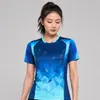 Fatos de manga curta para primavera e verão para homens e mulheres, roupas de badminton de secagem rápida, vestuário esportivo respirável para treinamento de competição de tênis de mesa, personalizável com impressão