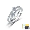 Anillo de Plata S925 con Corazón y Moissanita para Mujer, Anillo Fino Cruzado, Joyería de Plata con Moissanita para Confesión de Celebridad de Internet, Suministro Directo del Fabricante, Lote Mixto