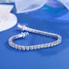 Pulseira Tennis 2-6mm Pulseira Fina para Mulheres Corrente Tennis Moissanita Joias Transfronteiriças Prata 925 Luxo Leve Sensação de Alto Padrão