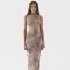 Fy23103 Falda Larga Estampada de Tirantes Reveladora para Mujer 2023 Vestido Elegante Delgado de Cintura Transfronterizo para Mujer