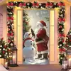 Capa de Porta Monstro Peludo Verde Novo Grinch Transfronteiriça Tecido de Fundo Decoração de Atmosfera Cortina de Porta de Natal Tecido para Pendurar Capa de Porta Tapeçaria