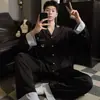 Pijama para Hombre Primavera y Otoño Seda de Hielo Manga Larga 2026 Nuevo Dibujos Animados Elegante Juvenil Seda Otoño Conjunto de Ropa para el Hogar