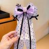 Accesorios para el cabello Kuromi para niños Super de hadas Colgante para la frente 2025 Nuevo estilo Lazo de malla Pasador de pelo Lazo Dibujo animado Cadena para la frente