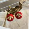 Pendientes Rojos Redondos de Abeja Estilo Chino Año Nuevo Esmalte Pendientes Colgantes de Esmalte Venta al por Mayor Pendientes Nuevo Estilo Chino
