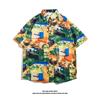 Camisa Hawaiana de Seda de Hielo para Hombre Camisa de Manga Corta de Moda para Hombre Camisa Floral de Playa de Verano para Hombre Ropa de Pareja Chaqueta Holgada