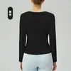 Nuevo top de yoga de manga larga para mujer, secado rápido, cuello cuadrado, ropa de fitness curva, camiseta deportiva transpirable, soporta marca OEM