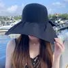 Chapéu de Pescador com Aba Larga Estilo Coreano, Xale, Chapéu de Sol de Malha para Viagem de Verão, Chapéu de Sol Pequeno Respirável para Exterior com Palha, Mostrando o Rosto