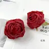 Flor Artificial con Bordes Quemados, Cabeza de Rosa, Flor Falsa con Borde Quemado para DIY, Flor para Pasador Vintage, Adorno Pequeño para Escena de Boda