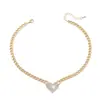 Colar de Pescoço Feminino Estilo Punk Hip-Hop Europeu e Americano, Colar Luxuoso de Alta Qualidade Exagerado com Pedras de Strass