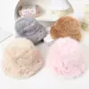 Gorro de lana para otoño e invierno para mujer, de punto, con punta cerrada, pequeño, cálido, de felpa blanca, con circunferencia de cabeza grande