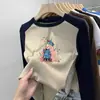 Camada Base de Fleece para Meninas Estilo Outono/Inverno 2026 Cor Blocada Infantil Manga Longa Top Interno para Crianças em Idade Escolar Camiseta Quente