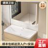 Gabinete de Baño Inteligente Estilo Madera con Lavabo Integrado de Cerámica, Tocador de Baño, Juego de Gabinetes de Baño, Gabinete con Espejo Inteligente
